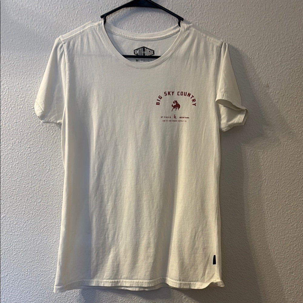 Smith + Rogue Montana Shirt in Cream with Red Graphic size medium